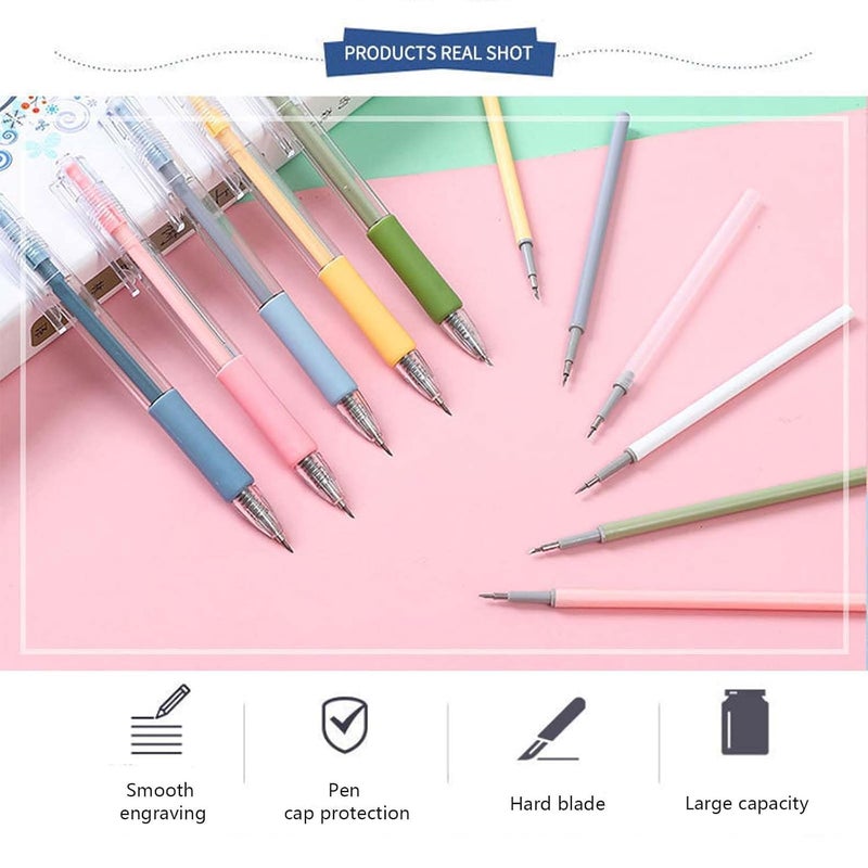 13 SOEME مجموعة أقلام القطع الدقيقة 13SOEME للحرف اليدوية وDIY – 2 قطعة سكين فني قابل للسحب مع شفرات دقيقة | أداة قطع الورق، الفينيل، القماش للفنانين، المصممين، تجميع القصاصات، صناعة البطاقات - Image 4