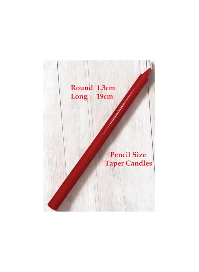 Green Tiger Taper Candles Red Color 16Pcs Pencil Size Candles 1.3cm Round x 19cm Long Candles (A-19cm Red Candles 16Pcs) - Image 2