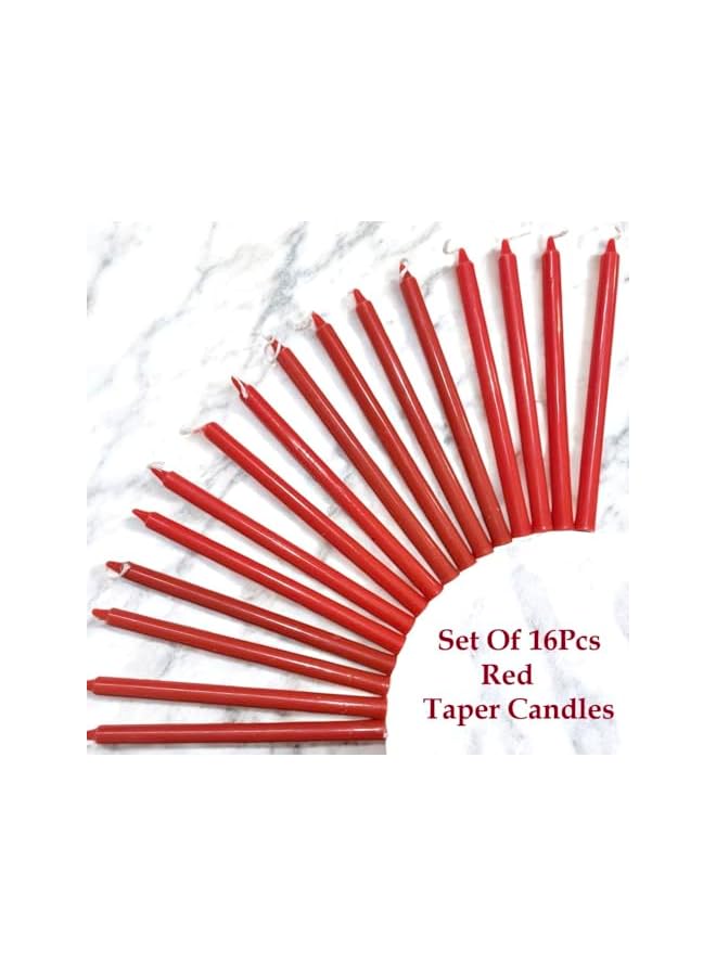 Green Tiger Taper Candles Red Color 16Pcs Pencil Size Candles 1.3cm Round x 19cm Long Candles (A-19cm Red Candles 16Pcs) - Image 4