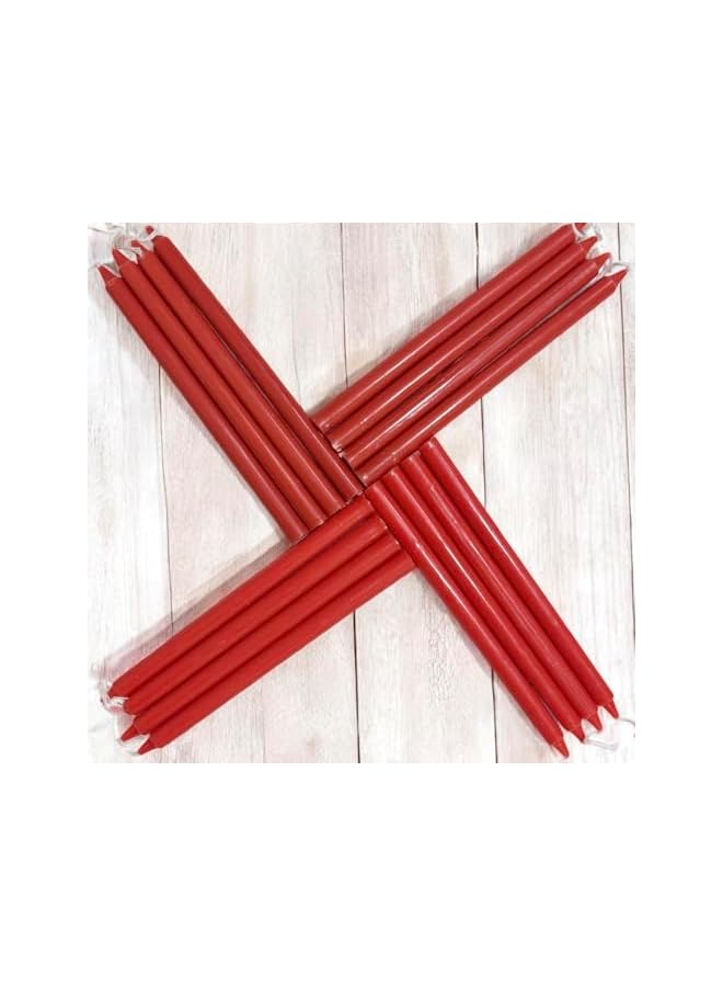 Green Tiger Taper Candles Red Color 16Pcs Pencil Size Candles 1.3cm Round x 19cm Long Candles (A-19cm Red Candles 16Pcs) - Image 3