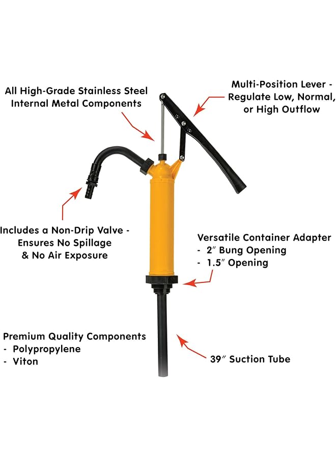 Lx-1326 Lever Action Chemical Pump (General Purpose). Designed For Fast Transfer Of Acidic Solutions, Chemicals, Fuels, Fuel Oils And Water Based Media. Ideal For Def/Urea/Adblue - Image 2