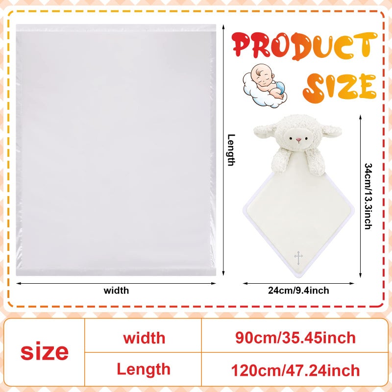 Panelee 2 Pcs Baptism Gifts Christening Blanket with Embroidered Cross Baby Blessings Lamb Security Blanket for First Communion, Baby Showers - Image 2
