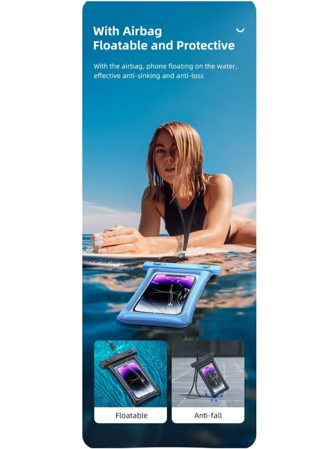Usams Best quality Mobile Phone Waterproof Bag Floating Airbag Swimming Bag Pouch Phone Protective Case Light Blue - Image 2