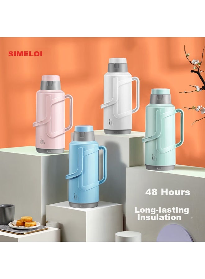 Simelo Insulated Bottle With Glass Inner Liner, 304 Stainless Steel Lid, Thickened Hot Water Thermos For Students' Dormitory, 2.0l Elegant Pink - Image 4