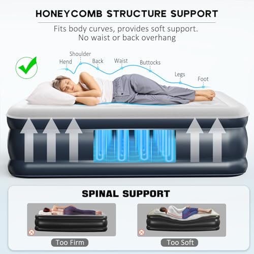 nalone Air Mattress Full with Built in Pump, Inflatable Mattress Blow up Mattress, 18'' Raise Portable Air Bed, Upgraded Fast Colchones Inflables for Home, Guest, Travel & Camping, 650lbs Max - Image 4