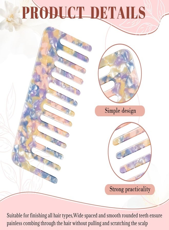Patelai 4 Pack Mini Wide Tooth Comb for Women 5" Small Cellulose Acetate Detangling Combs for Thick Curly Wavy Wet Dry Hair Anti Static Tortoise Shell Comb for Purse Pocket(Light Colors,Square) - Image 3