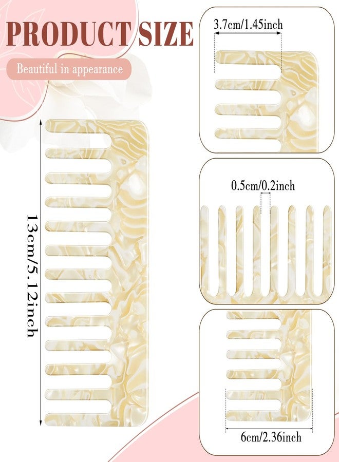 Patelai 4 Pack Mini Wide Tooth Comb for Women 5" Small Cellulose Acetate Detangling Combs for Thick Curly Wavy Wet Dry Hair Anti Static Tortoise Shell Comb for Purse Pocket(Light Colors,Square) - Image 2