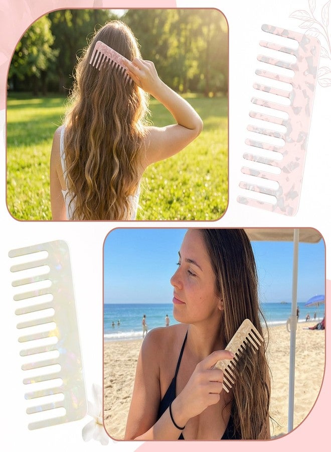 Patelai 4 Pack Mini Wide Tooth Comb for Women 5" Small Cellulose Acetate Detangling Combs for Thick Curly Wavy Wet Dry Hair Anti Static Tortoise Shell Comb for Purse Pocket(Light Colors,Square) - Image 5