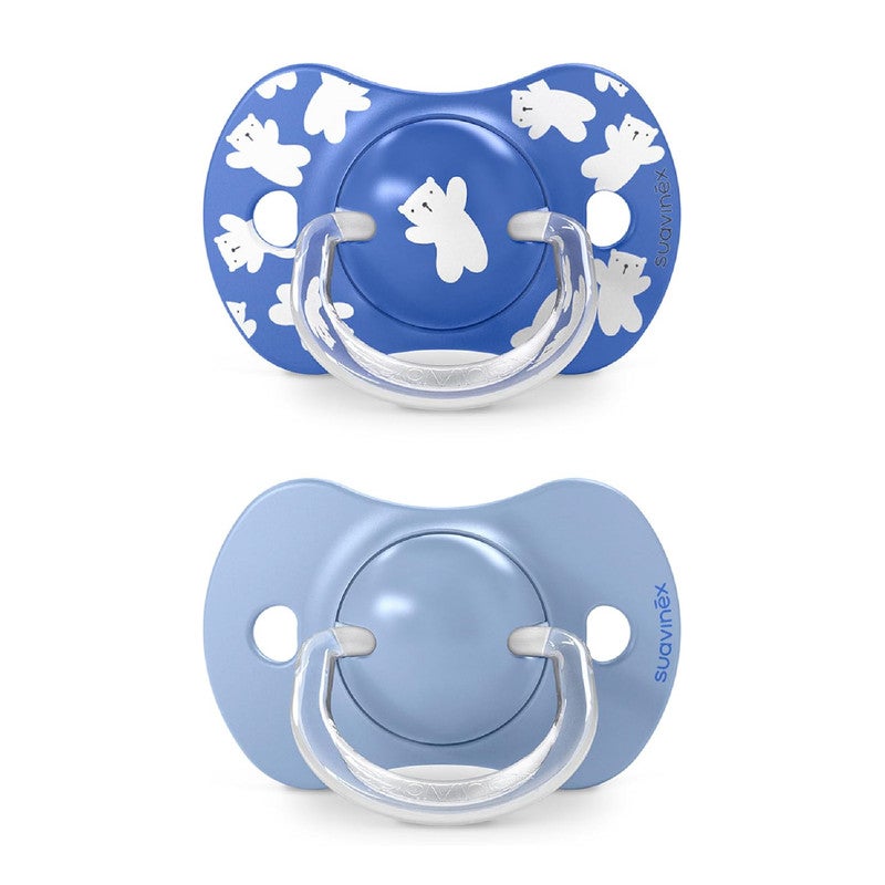 SUAVINEX سوفينكس، عبوة من 2 مصاصة للأطفال +18 شهرًا، بحلمة سيليكونية فسيولوجية SX Pro متناسقة، مسطحة ومرنة، تحترم التطور الفموي، وايلد&فري أزرق - Image 2