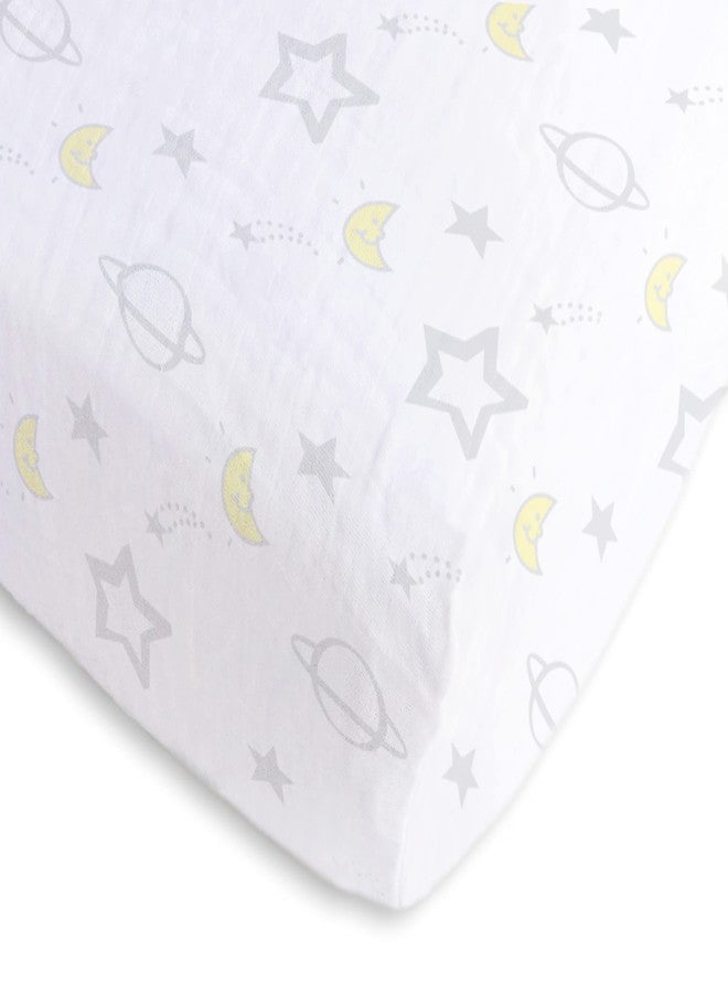 SwaddleDesigns Softest Cotton Muslin Fitted Crib Sheet/Toddler Sheet for Baby Boy & Girl, Goodnight Sterling - Image 1