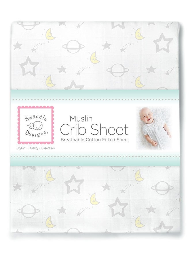 SwaddleDesigns Softest Cotton Muslin Fitted Crib Sheet/Toddler Sheet for Baby Boy & Girl, Goodnight Sterling - Image 2