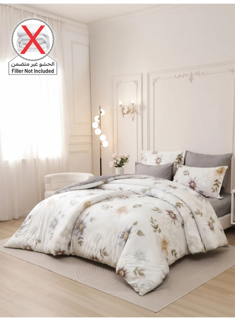 Donetella QUEEN (180x200 cm) Printed Duvet Set, Queen Size Fits 180x200 cm - 4-Pcs Bed Set, Brushed Microfiber Fabric - 1 Duvet Cover, 1 Fitted Sheet, 1 Pillow Shams, 1 Pillowcases (Filler Not Included)  | Best Price UAE