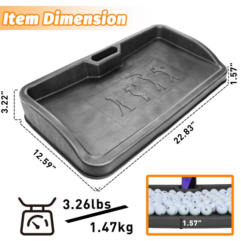 Golfupp Heavy Duty Rubber Golf Ball Tray - with Cell Phone Holder Record Golf Swing - 100 Ball Capacity - High Impact Golf Tray Compatible with All Hitting Mats - Image 3