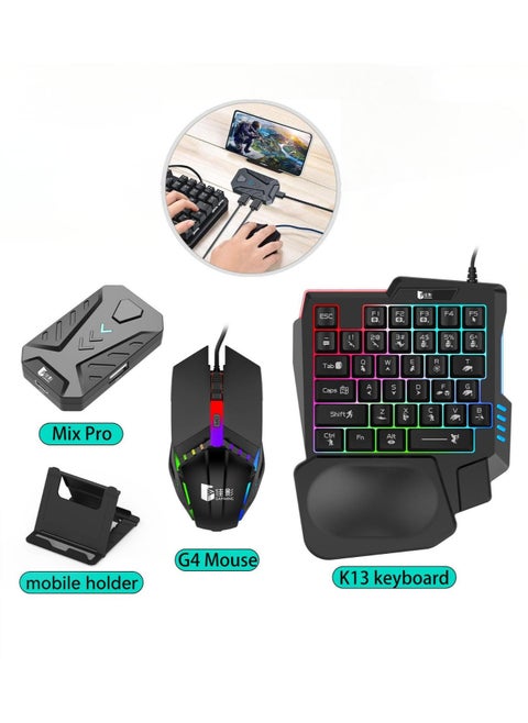 Gaming Mouse and Keyboard Combo Pack, 4 in 1 Mobile Gaming Keyboard and Mouse Converter Custom Key Setup Latency Free only for Android(Not for IOS)