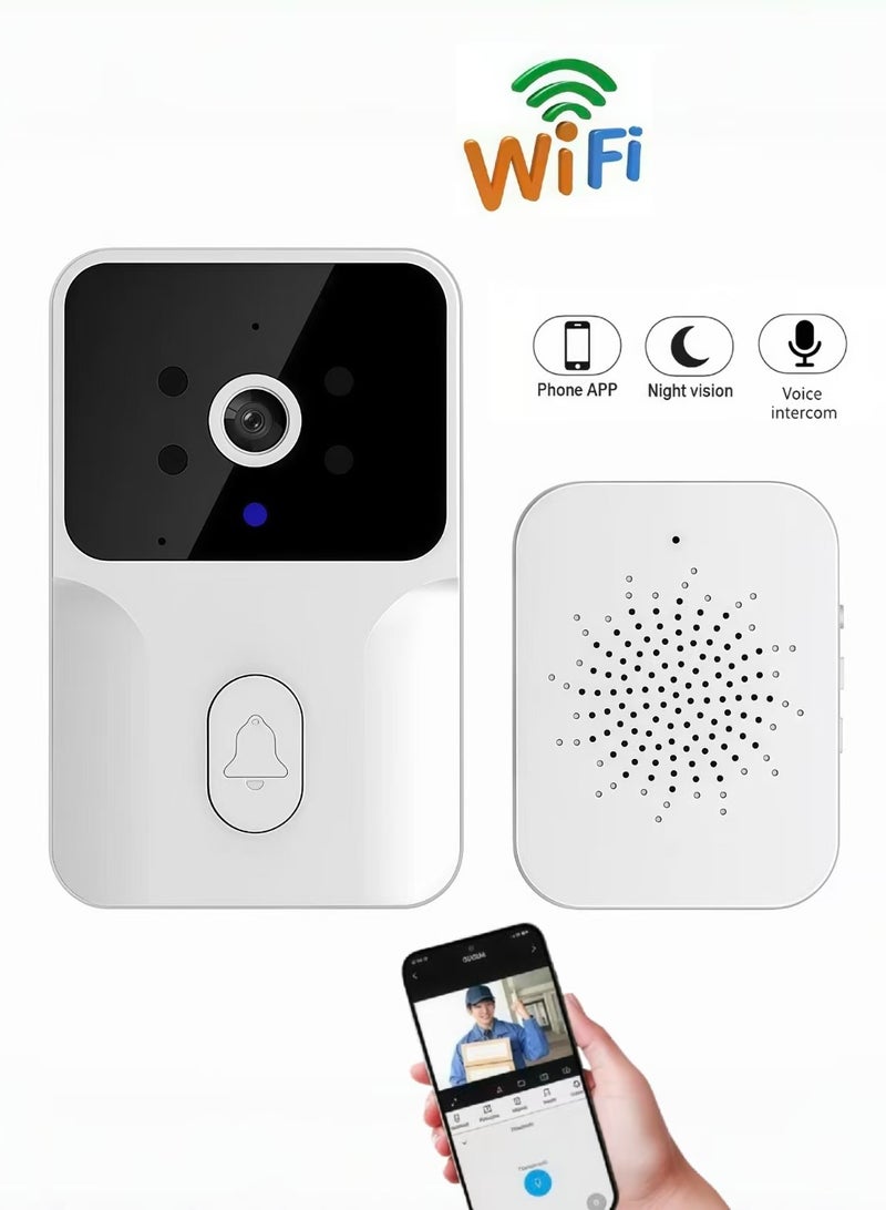 Wi-Fi Video Doorbell Camera with Two Way Audio, AI Motion Detection, Night Vision and Cloud Storage, 2.4G Wi-Fi only - Image 1