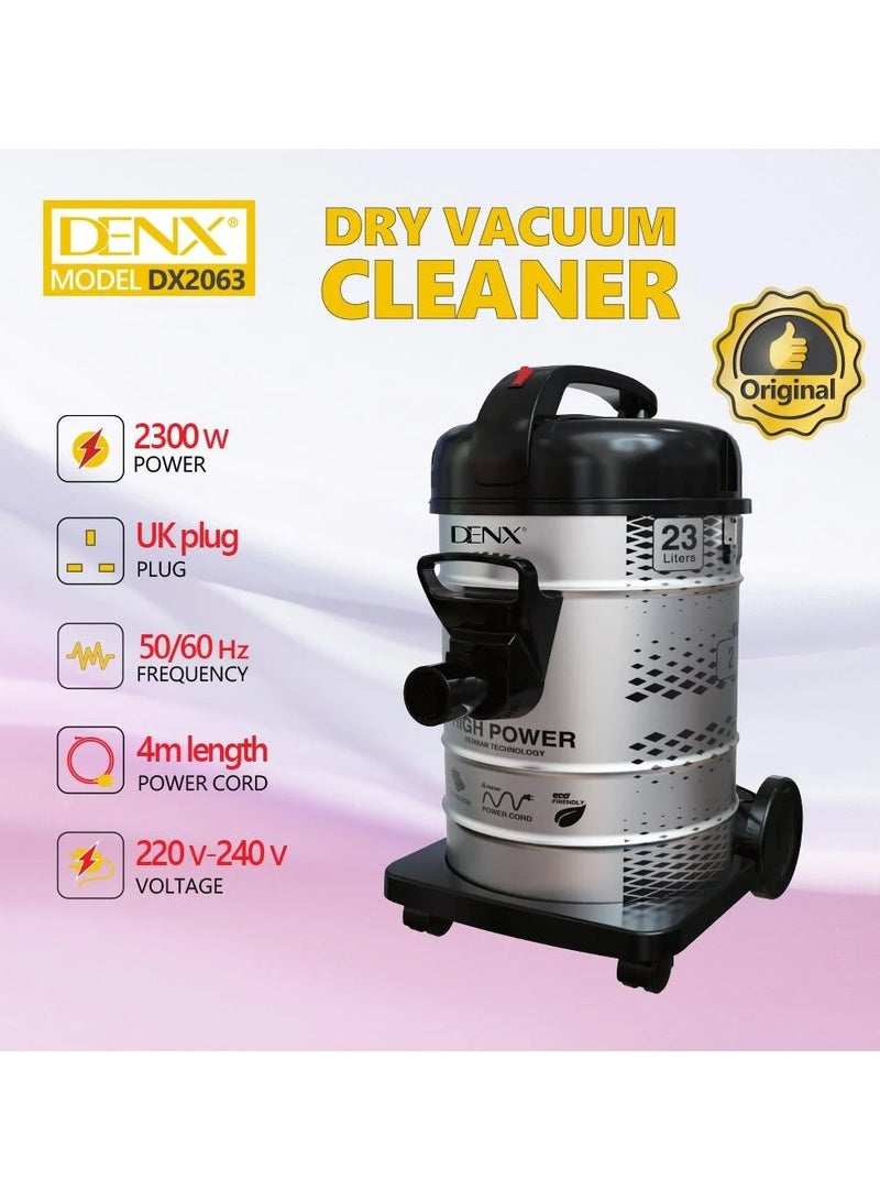 Denx 2200W vacuum cleaner with 23L capacity for dry cleaning - Image 4