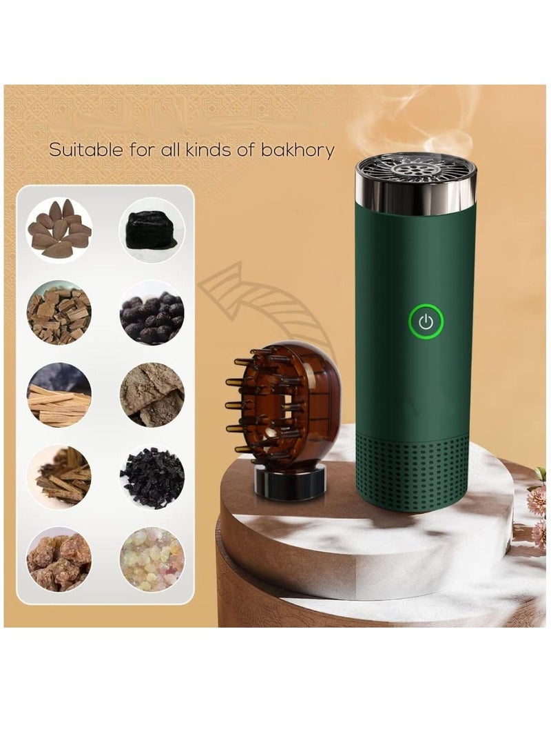 Bakhoor New Modern Arabian Electric Portable Bakhoor Burner USB Rechargeable Comb Bakhoor Incense Holder Green  - Image 4