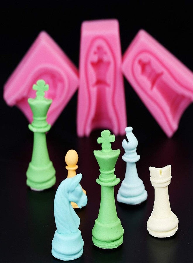 Fewo Set of 6 3D International Chess Piece Chocolate Candy Mold Kit, Chess Silicone Cake Cupcake Fondant Decorating Tool, Beeswax Candle Soap Crayon Melt Epoxy Resin Casting Mould - Image 4