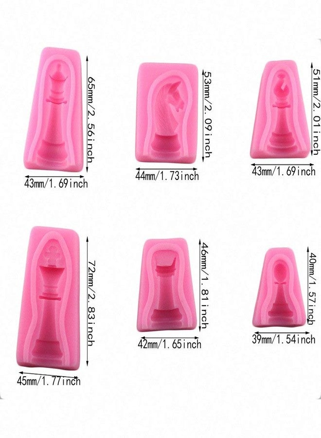 Fewo Set of 6 3D International Chess Piece Chocolate Candy Mold Kit, Chess Silicone Cake Cupcake Fondant Decorating Tool, Beeswax Candle Soap Crayon Melt Epoxy Resin Casting Mould - Image 2