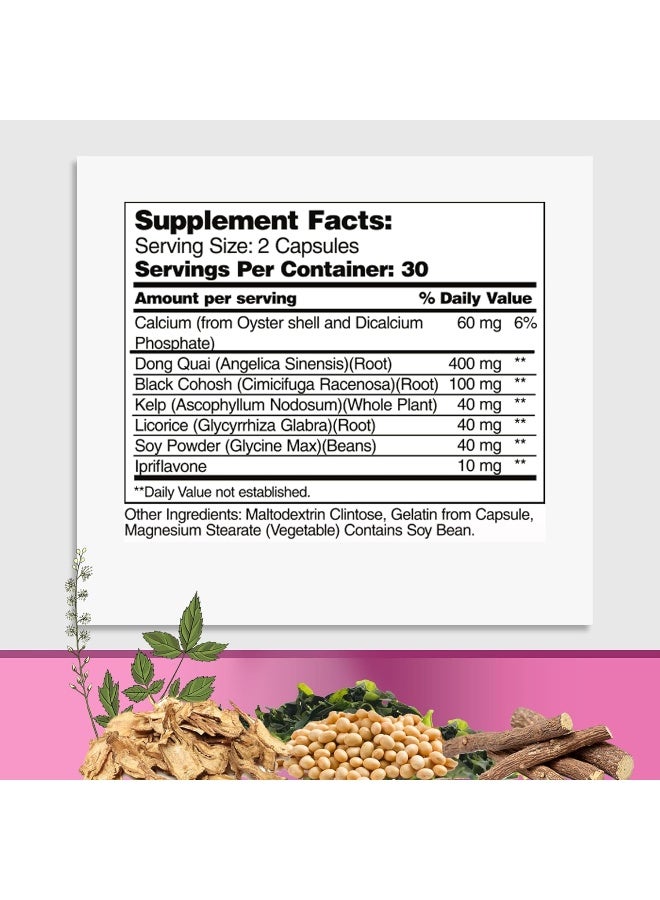 Herbal Menopause Support Complex for Hot Flashes, Night Sweats & Mood Swings Relief