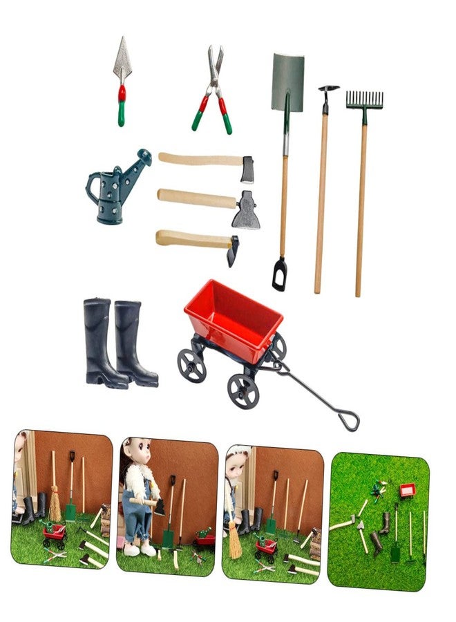 OFFSCH 1Set Miniature Gardening Tools Set Dollhouse Garden Accessories with Wheelbarrow Watering Can Shovels and More for Miniature Gardening Projects - Image 4
