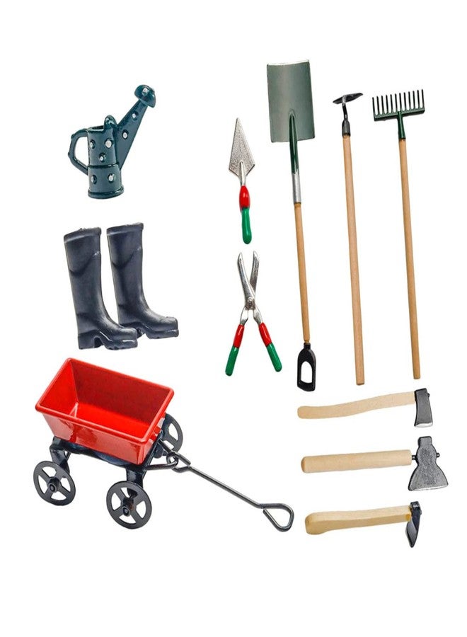 OFFSCH 1Set Miniature Gardening Tools Set Dollhouse Garden Accessories with Wheelbarrow Watering Can Shovels and More for Miniature Gardening Projects - Image 1