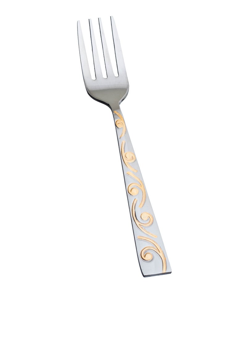 Hic 6-Piece Stainless Steel Dessert Fork Set Silver With Gold - Image 3