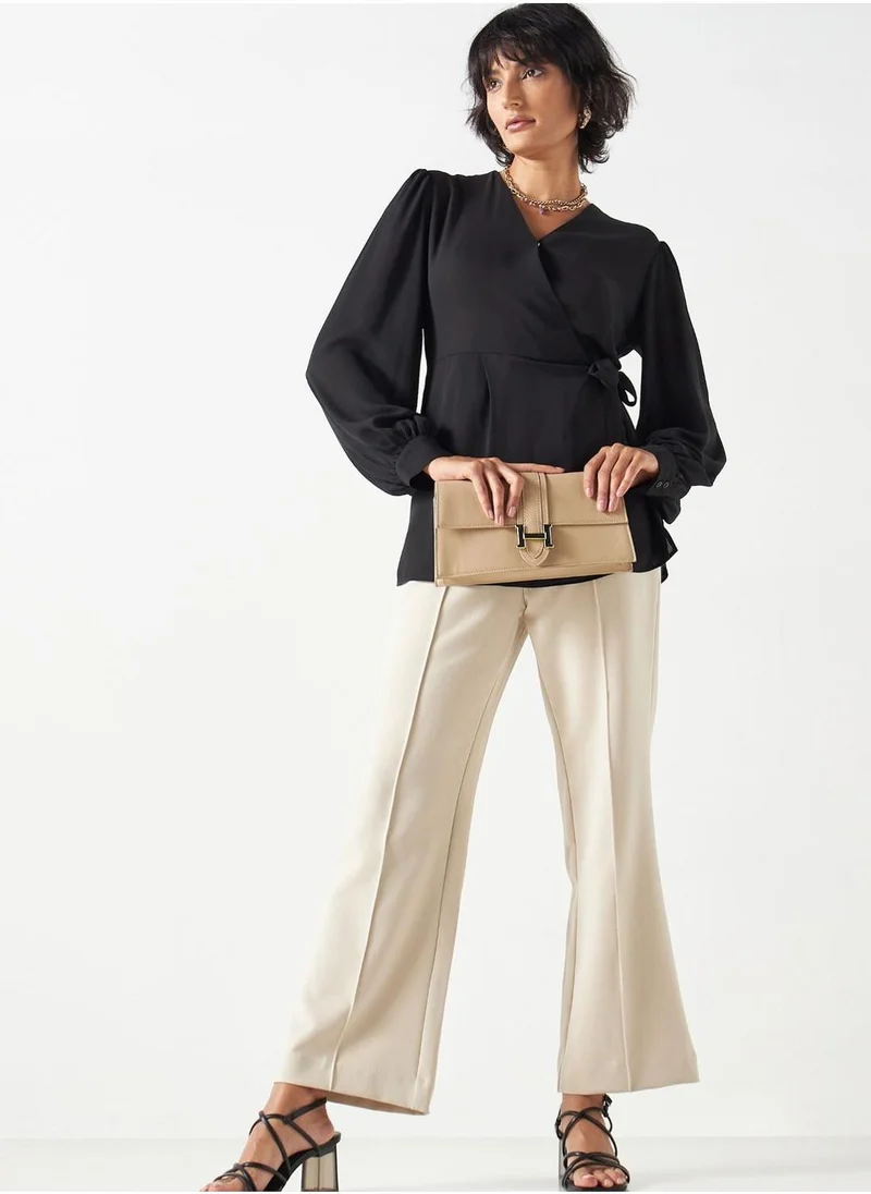 Iconic Puff Sleeve Wrap Top
