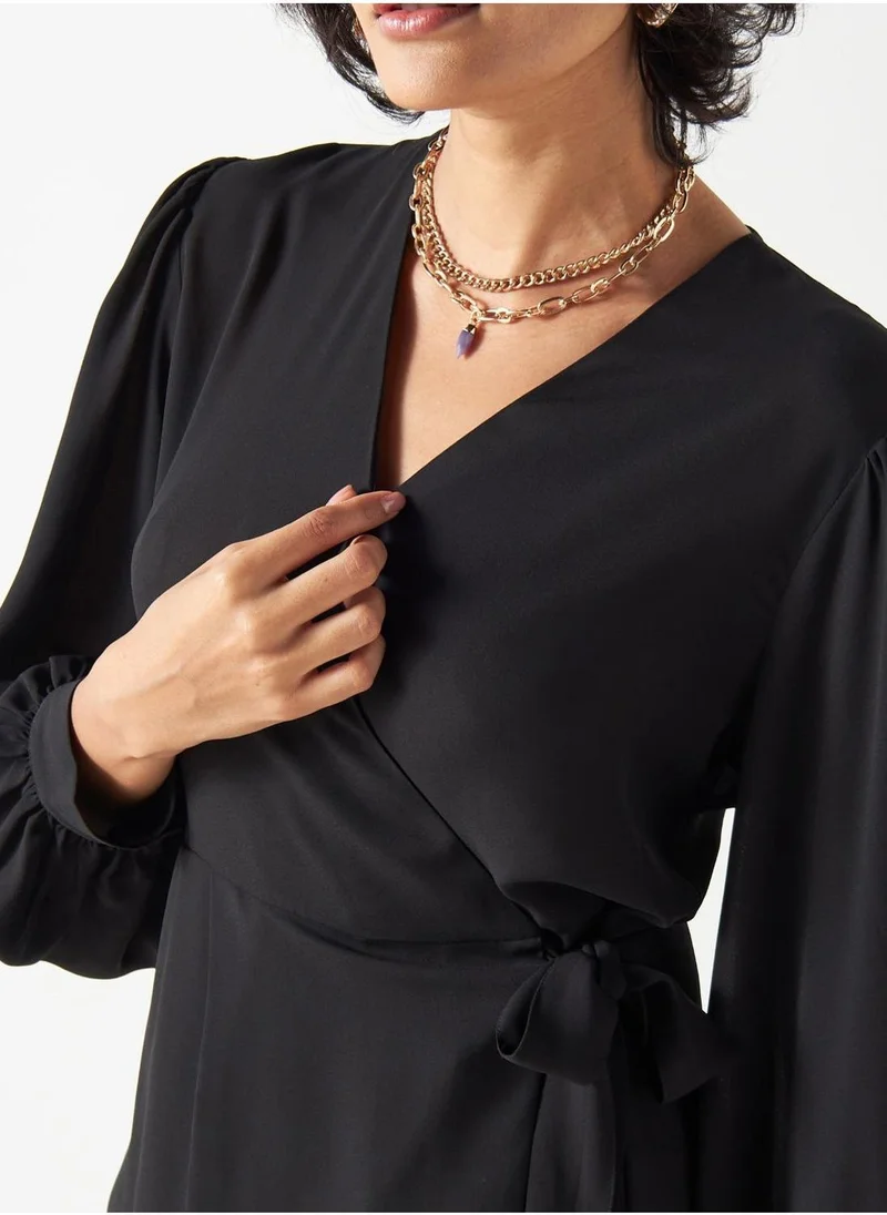 Iconic Puff Sleeve Wrap Top