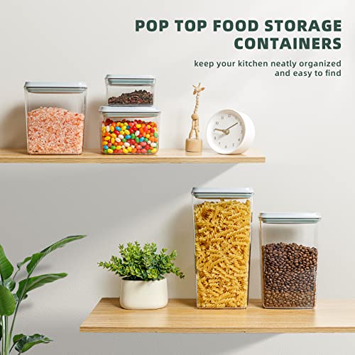 Tourdeus Airtight Food Storage Containers, 5 PCS Clear Pantry Organizers, BPA-Free Stackable Canisters with Measurement Marks & Pop-Top Lids for Cereal, Flour, Sugar, Rice, Pasta & Dry Food - Image 2