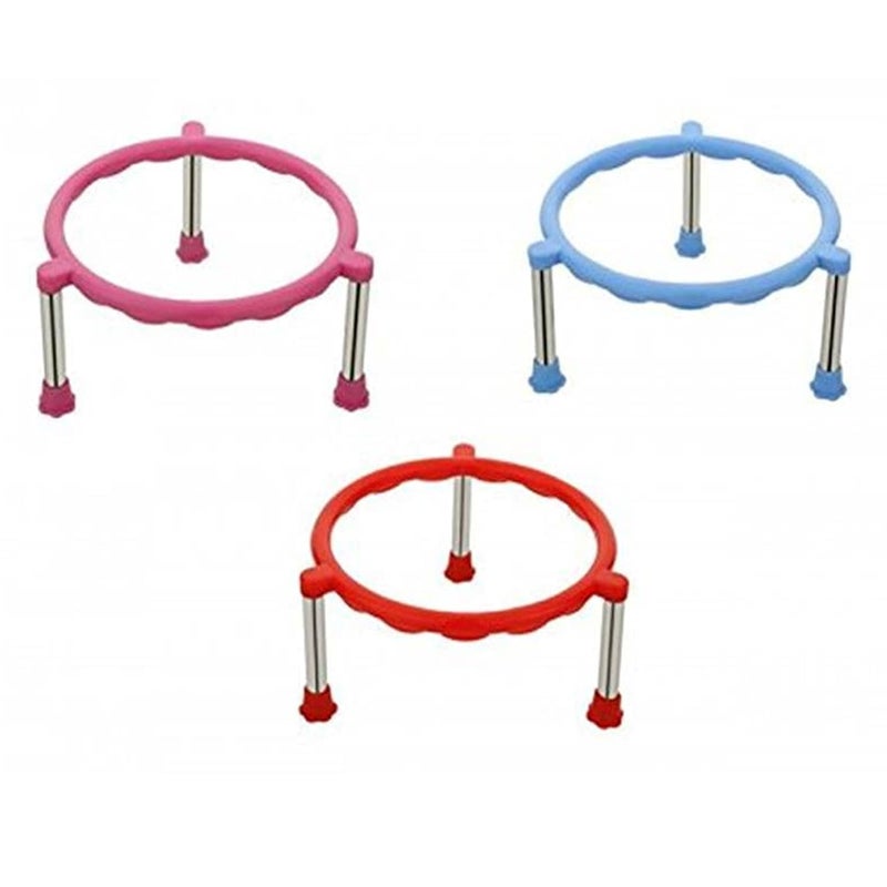 Bright metal Plastic Pot Stand Stainless Steel Tiered ShelfLegsMatka StandSingle Countertop Ring Matka Stand  - Image 1