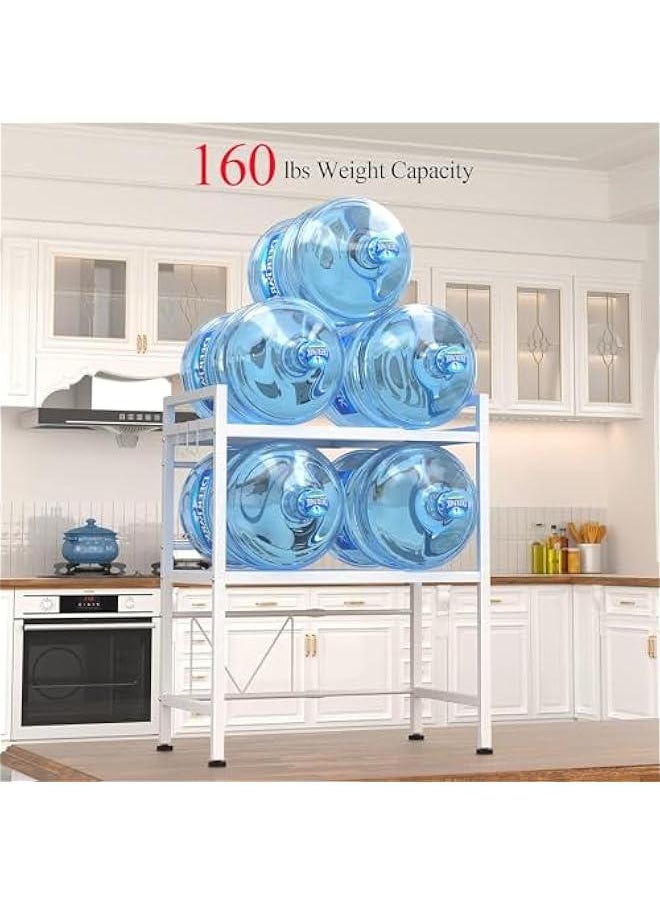 TRASSLE - Extendable Microwave Oven Rack, Adjustable Microwave/Toaster Shelf Heavy Duty Stand Kitchen Counter Top Organizer, 3 Tier with 6 Hooks,White - Image 1