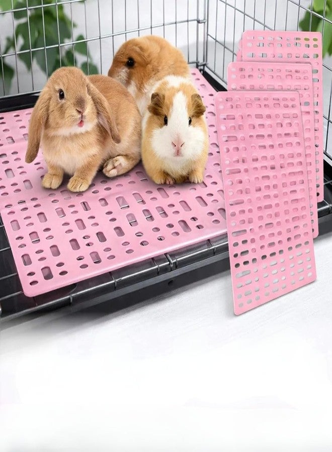 VAYINATO 4 PCS (25 x 34 CM) Rabbit Cage, Hamster, Guniea Pig and Other Small Pet Cage Mat Pink with 16 Fixed Clips - Plastic Hollow Floor Mats for Dry & Clean Small Pet Cage Mat - Image 1