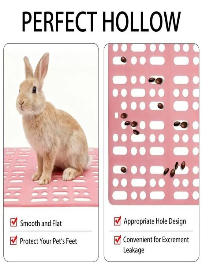 VAYINATO 4 PCS (25 x 34 CM) Rabbit Cage, Hamster, Guniea Pig and Other Small Pet Cage Mat Pink with 16 Fixed Clips - Plastic Hollow Floor Mats for Dry & Clean Small Pet Cage Mat - Image 2