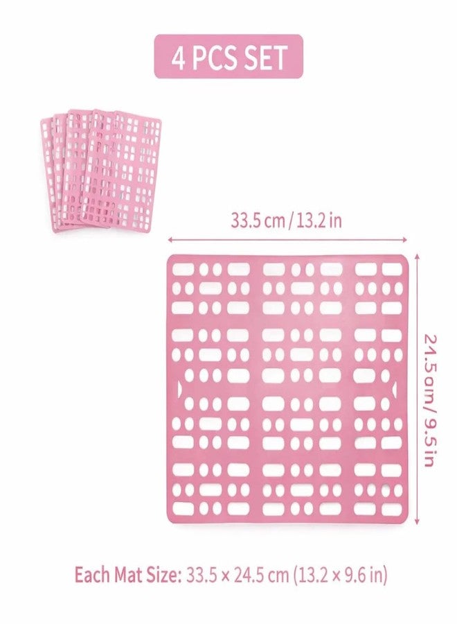 VAYINATO 4 PCS (25 x 34 CM) Rabbit Cage, Hamster, Guniea Pig and Other Small Pet Cage Mat Pink with 16 Fixed Clips - Plastic Hollow Floor Mats for Dry & Clean Small Pet Cage Mat - Image 5