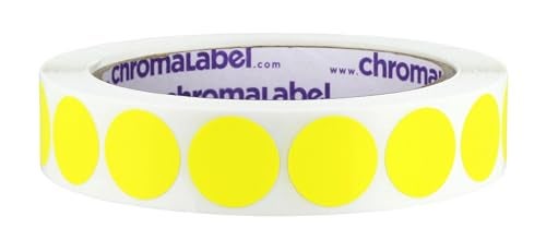 ChromaLabel 3/4 Inch Round Colored Stickers, Removable Sticky Dots Color Coding Labels, Ideal Dot Stickers for Arts and Crafts - 1000 Colored Sticker Dots per Roll, Yellow Sticker Labels - Image 1