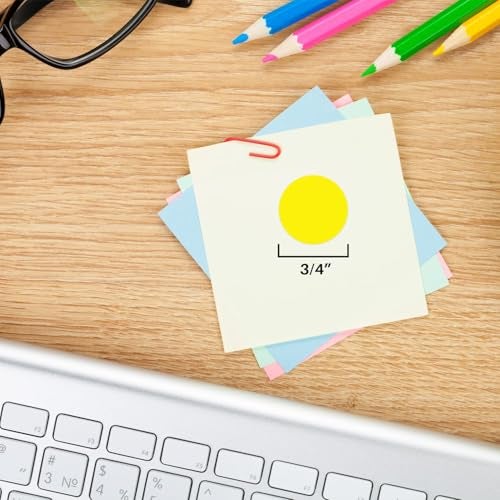 ChromaLabel 3/4 Inch Round Colored Stickers, Removable Sticky Dots Color Coding Labels, Ideal Dot Stickers for Arts and Crafts - 1000 Colored Sticker Dots per Roll, Yellow Sticker Labels - Image 3
