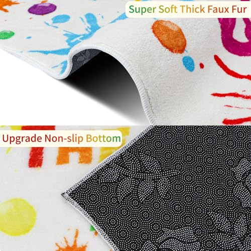 LTKOUGFAM Colorful Kids Rug, Washable Rug for Kids, Handprints Area Rugs for Kid Bedroom, Non-Slip Play Mat Ultra Soft Thick Indoor Plush Rugs for Playroom Classroom Nursery Decor (9'2" X 6'7") - Image 5