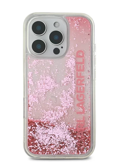 Karl Lagerfeld iPhone 16 Pro Case Liquid Glitter Gradient Hard Cover / Drop protection/ Slim Profile/ Easy Snap-On / Comfortable Grip- Pink