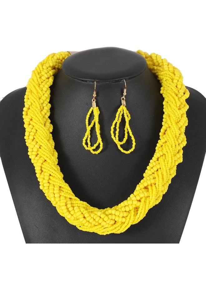 NIBEMINENT Personalized Colorful Layered Beaded Necklace Set