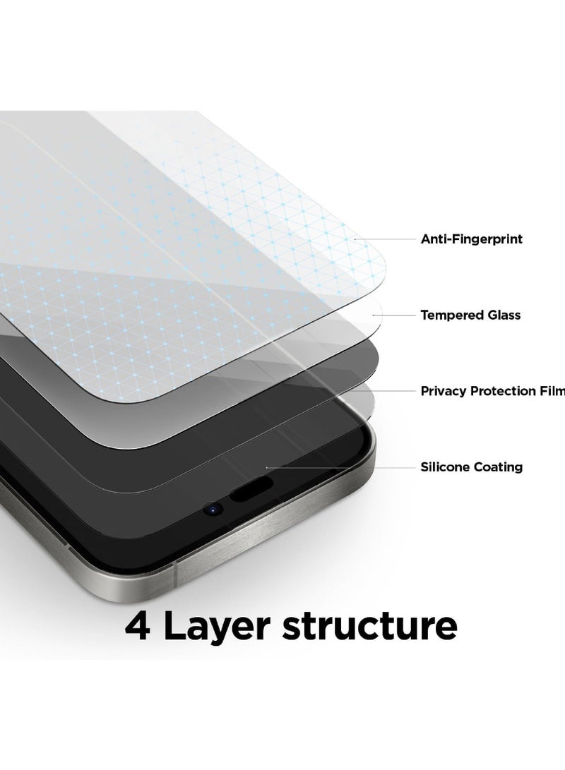 كابتن تيك واقي شاشة متوافق مع iPhone 15 Pro Max 5G واقي شاشة من الزجاج المقوى للخصوصية 【خالي من الفقاعات】 【مضاد للوهج】 【تغطية كاملة عالية الدقة】 【سهل التركيب】 【مقاوم للخدش】 - Image 3