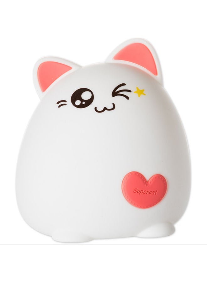 NIBEMINENT Cat Shaped LED Night Lamp White/Pink - Image 1