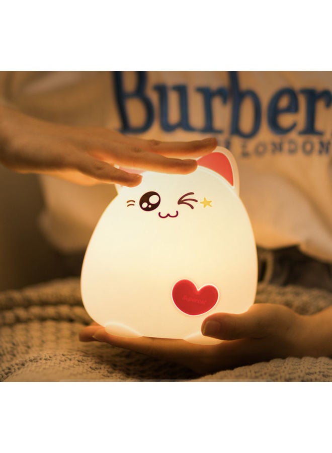 NIBEMINENT Cat Shaped LED Night Lamp White/Pink - Image 4