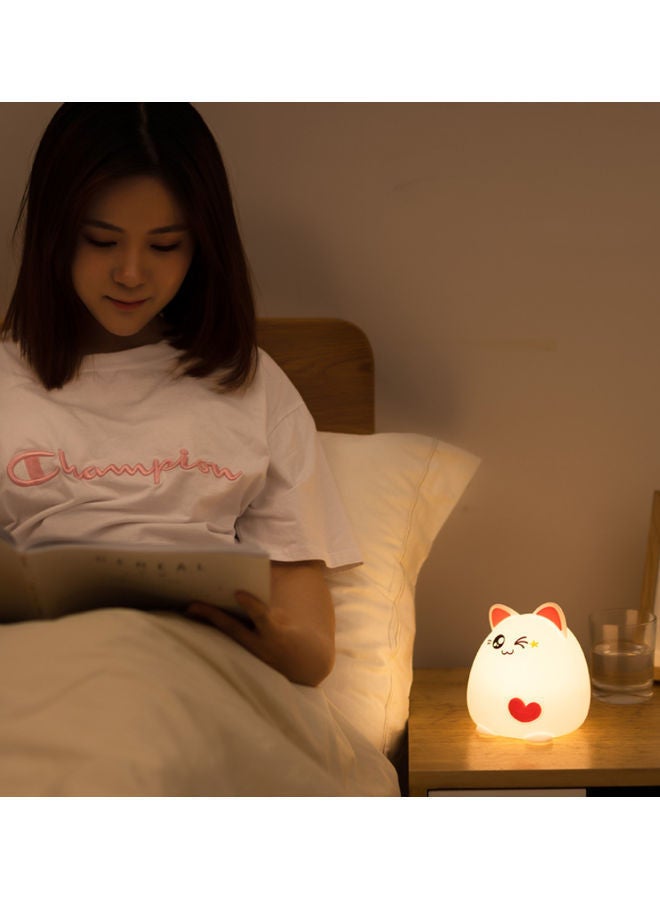 NIBEMINENT Cat Shaped LED Night Lamp White/Pink - Image 3