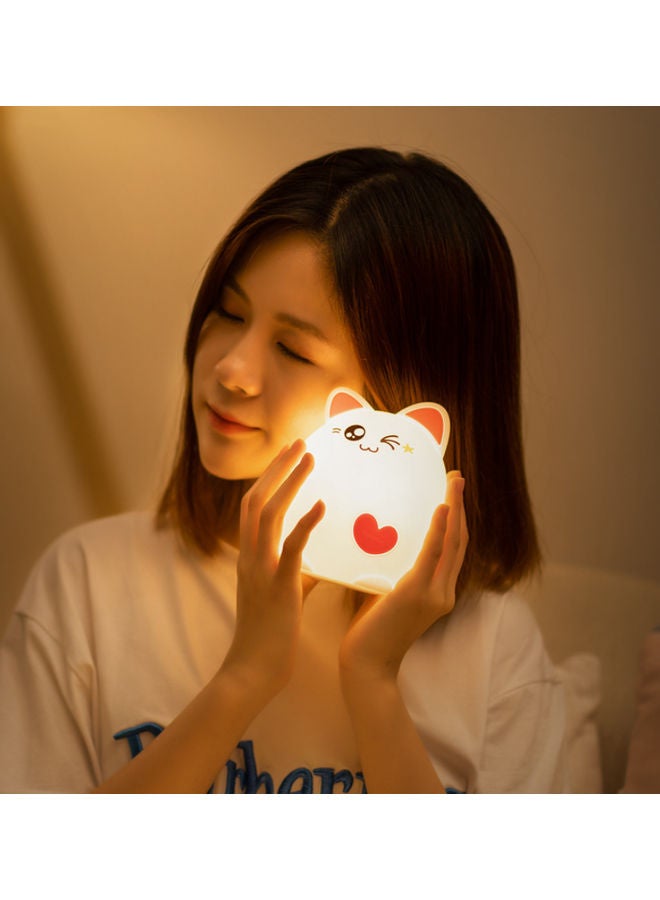 NIBEMINENT Cat Shaped LED Night Lamp White/Pink - Image 5