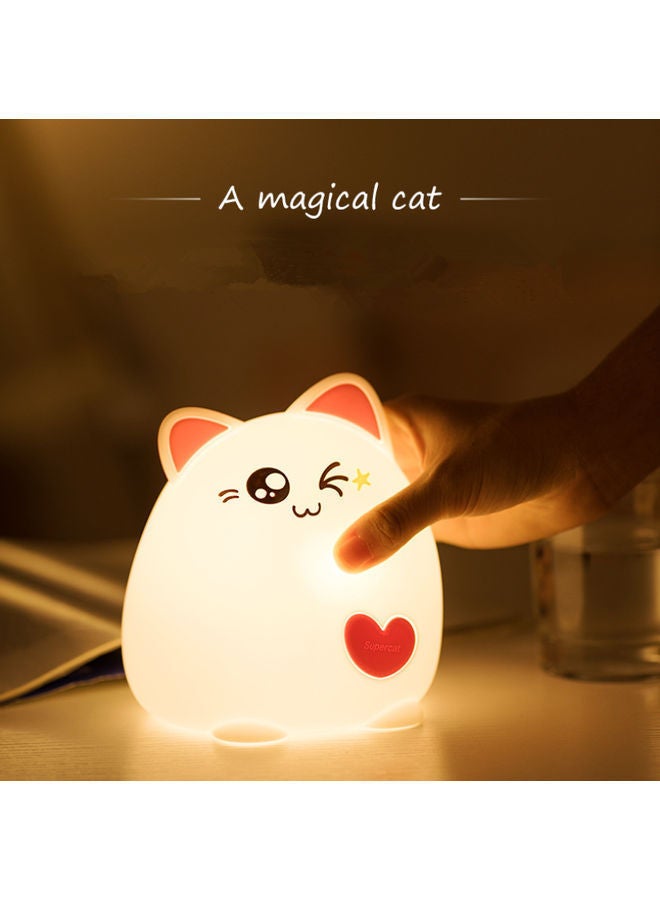NIBEMINENT Cat Shaped LED Night Lamp White/Pink - Image 2