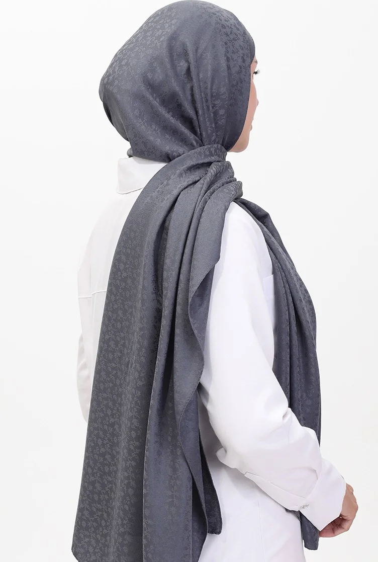 Sefa Merve Madame Mary Floral Jacquard Shawl 19086-02 Smoke
