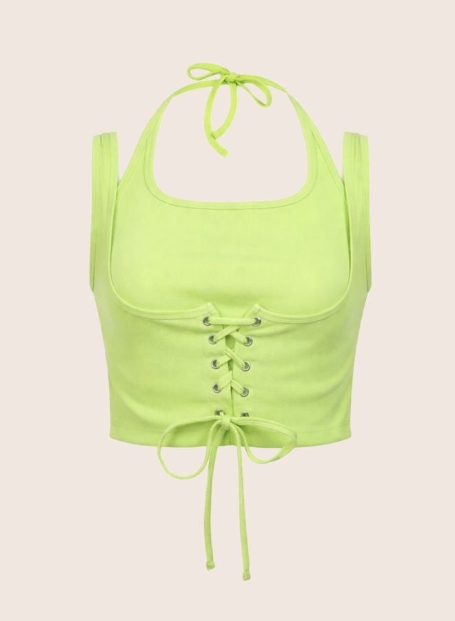 Freehand Women Regular Fit Solid Halter Neck Sleeveless Tank Top - Image 4