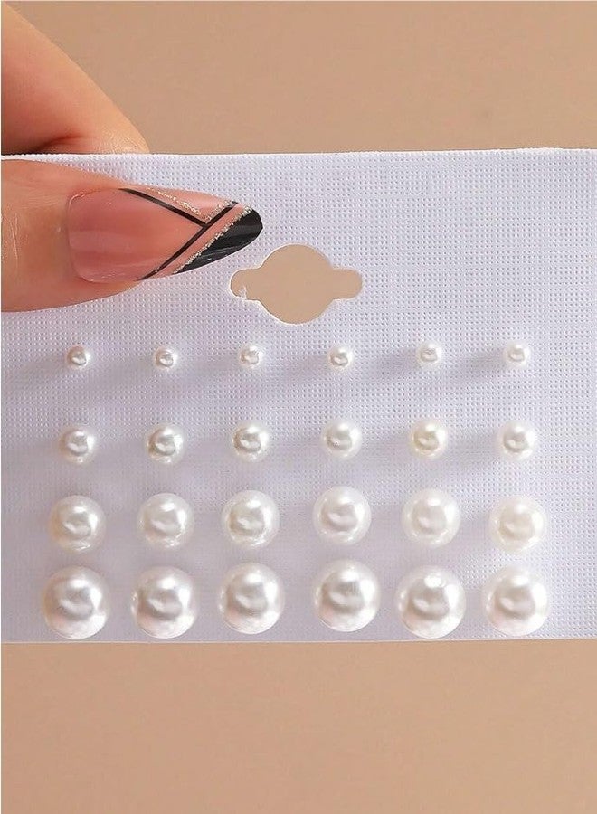 Shivarth Earring Set Artificial Pearl Stud Earrings White Pin Ball For Girls & Women Pearl Stud Earring 12pair - Image 5