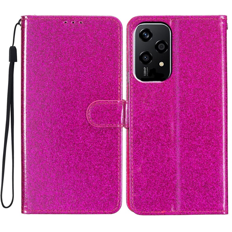 HuHa Case Cover For Honor 200 Lite Global Glitter Powder Flip Leather Phone Case(Rose Red) - Image 1
